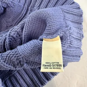 LL Bean Periwinkle Double L Mixed Cable Crew Neck Pullover Cotton Sweater XS Blue thumbnail 10