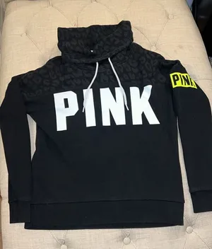 PINK Victoria's Secret Black Cowlneck Sweatshirt with White Logo thumbnail 1