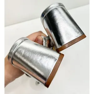 Nordstrom Rack Silver Metallic Strappy Square Toe Block Heel Sandals‎ Size 6 thumbnail 6