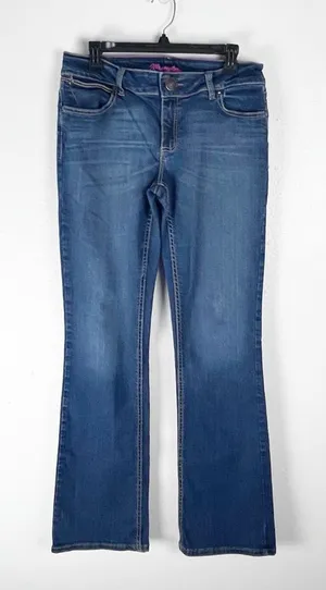 WRANGLER Blue Denim Pockets Distressed Bootcut Jeans 10 Rodeo Cowgirl Festival thumbnail 1