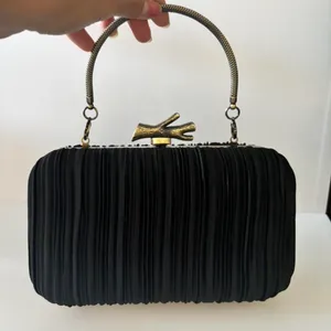 & Other Stories Black Pleated Clutch Golden Metal Purse Bag thumbnail 2
