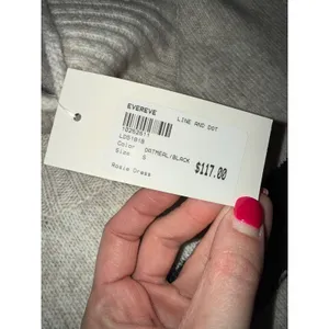 Line and Dot Rosie‎ Sweater Dress Women S Oatmeal Black NEW Striped LD5181B thumbnail 6