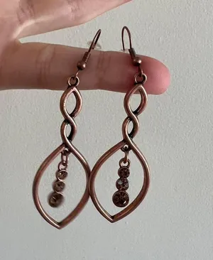 Bronze Metallic Dangle Earrings Gold thumbnail 1
