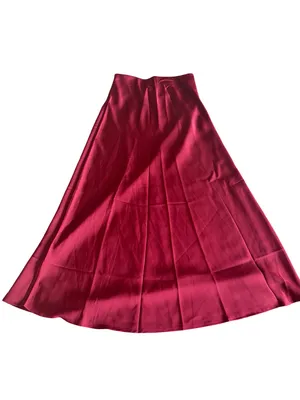 New Fashion Burgundy Satin Maxi Skirt Flowy Black Tie Wedding Guest Medium NWT thumbnail 7