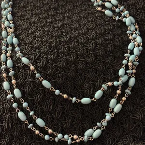Elegant Blue Beaded Necklace thumbnail 3