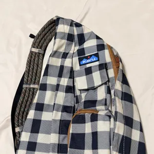 KAVU Rope Bag Sling Backpack Navy White Buffalo Plaid Check‎ Canvas Hiking thumbnail 12