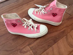 NWT Converse X Comme des Garcons 70 High-Top Sneakers Pink Size 7 thumbnail 9