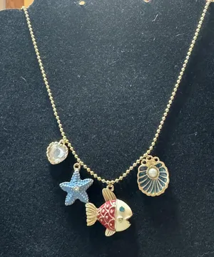 Betsey Johnson Charm Necklace with Starfish, Fish, Sealife thumbnail 1