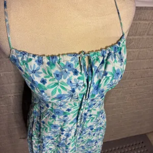 Forever 21 Blue Floral Mini Dress Smocked Back Spaghetti Strap Small thumbnail 2
