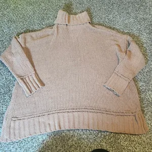 Aerie Cozy Knit Turtleneck Sweater‎ Dusty Rose Oversized Soft M thumbnail 1