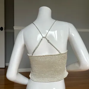 Free People Smocked Sage Green Crop Cami Top S Boho Stretch Strappy Back thumbnail 4