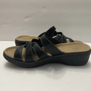 Clarks‎ Collection Womens 9.5 Merliah Karli Leather Black Slide Sandals thumbnail 6