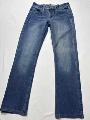 Wrangler Straight Leg Blue Denim Jeans - Classic Comfort & A thumbnail 1