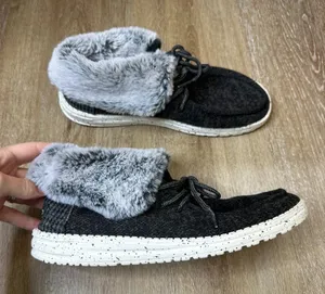 Hey Dude Britt Black Fur Lined Slip On Shoes‎ 8 thumbnail 1