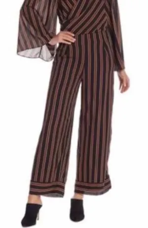 DO+BE Black Brown Striped Wide Leg Back Zip Pants Women's Size 12* thumbnail 1