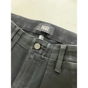 Paige Mayslie Coated Jogger Pants Black Slim Fit Ankle Zip High Rise Size 27 thumbnail 4