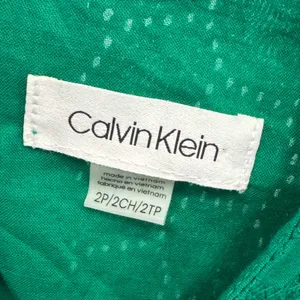 Calvin Klein Green Eyelet Cotton Fit and Flare Dress Petite 2P Sleeveless Summer thumbnail 6