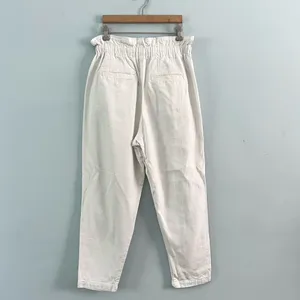 Free People Margate Pleated Paperbag Waist Zinc‎ White Trouser Pants thumbnail 4