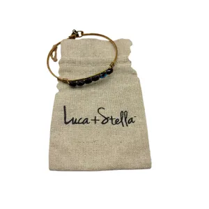 Luca + Danni Bangle Bracelet Gold Black‎ Blue Crystal Beaded Stackable L+S USA thumbnail 8