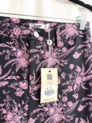 Tiger Mist Black Pants with Pink Floral Flare thumbnail 3