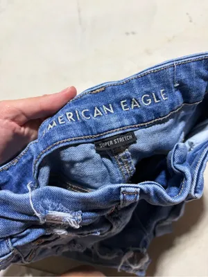 American Eagle Outfitters curvy hi-rise shortie Distressed Blue Denim Short 00 thumbnail 6