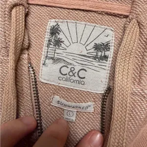 🌸 C&C California‎ Lightweight Zip Hoodie 🌅 Blush Pink Size Large thumbnail 3