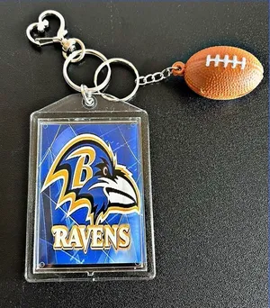*30off3* Ravens Football 🏈 Keychain includes Heart Shape Silver‎ Medal Spring. thumbnail 1