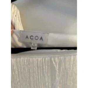 Acoa Skirt & Crop Top Set White Fringed Size Large NEW Nashville Bride Bach thumbnail 3