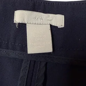 H&M Navy Tailored Ankle Pants 10 Gold Button Preppy Workwear thumbnail 7