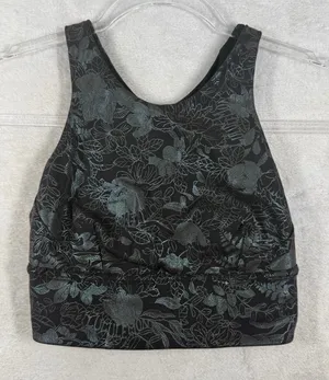 Lululemon Invigorate Training Tank Top Black Silver Floral Size 2 LW1DCOS thumbnail 1