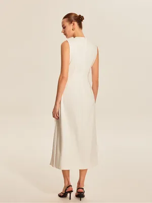 Sleeveless white Pleated Midi Dress Size XS thumbnail 3