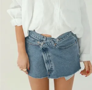 PARKE Crossover Denim Mini Skirt sz Large thumbnail 1