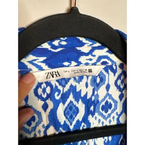 Zara Blue & White Printed Midi Shirt Dress thumbnail 4