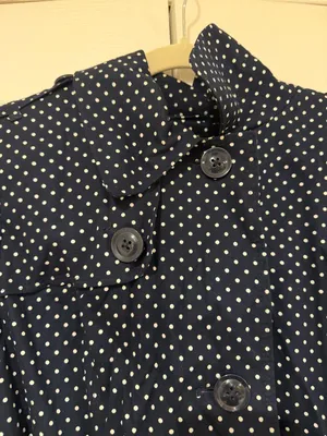 London Fog Navy and White Polka Dot Trench Coat thumbnail 3