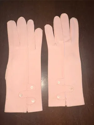 Women's Pink Dress Gloves with Button Detail thumbnail 1