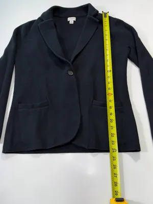 J. Crew 100% Cotton Black Knit Blazer-Style Cardigan Size Small thumbnail 3