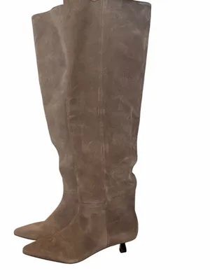 NEW ALDO Pull On Suede Kitten Heel Boot Gray SZ-5 Kitten Heel thumbnail 2