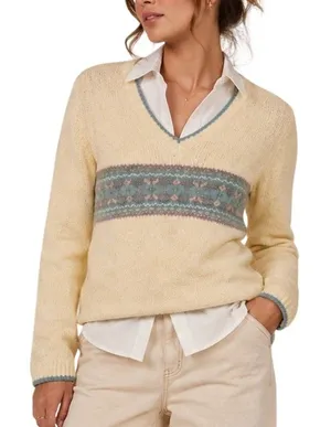 VTG 90s Crazy Horse Wool Rabbit Fairisle Sweater Womens M Cream Grandma Heritage thumbnail 1