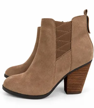 Mix No. 6 Taupe Vincee Faux Suede Chelsea Ankle Boots Chunky Block Heel Size 8.5 thumbnail 1