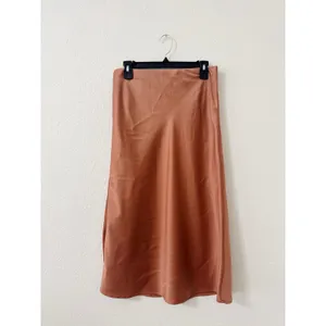 Rachel Zoe Satin Slip Midi Skirt Size 6 Bronze Copper Bias Cut thumbnail 2