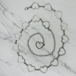 Open Heart Silver Tone Chain Belt One Size (OS) ✨ thumbnail 2