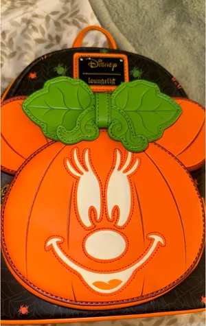 Loungefly Disney Glow Backpack in the Dark Face Minnie Pumpkin Mini thumbnail 4