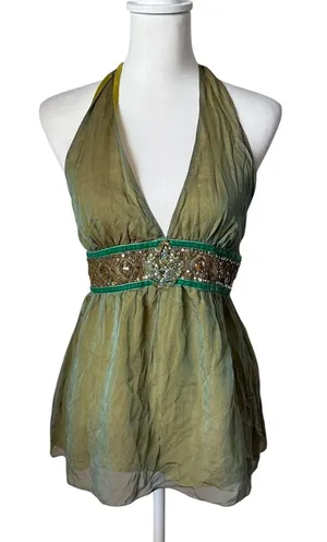 Silk Beaded Fairy Halter Top Green thumbnail 1