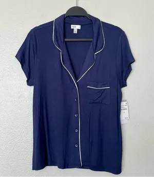 NWT Nordstrom Rack Tranquility Pajama Top in Navy Peacoat Buttons Size Small thumbnail 2