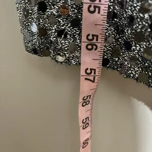 Vintage 90s‎ Silver Sequin Maxi Dress Spaghetti Strap Side Slit Gown Size 10 USA thumbnail 12
