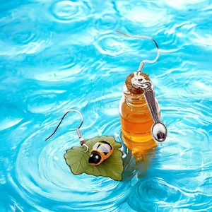 Bee & Honey Jar beautiful Dangle Earrings faux fashion‎ jewelry thumbnail 2