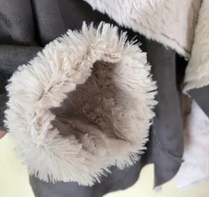 Faux shearling fur sueded cascading draped jacket S thumbnail 5