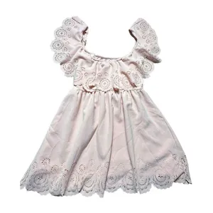 LOVERS + FRIENDS Women’s XS Light Pink Off Shoulder Laser Cut Ruffle Dress #Z9-7 thumbnail 2