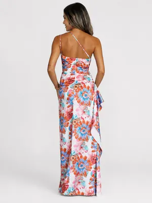 Hello Molly Different Love One Shoulder Floral Maxi Dress Pink Blue Size 6 thumbnail 2