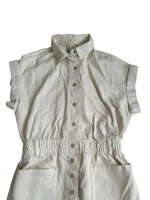 ZARA Women's Beige Buttoned Romper Size Medium thumbnail 4
